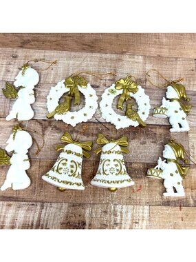 Victorian Christmas Ornaments Set Of 8 Angel Bell Wreath Drummer Holiday Decor